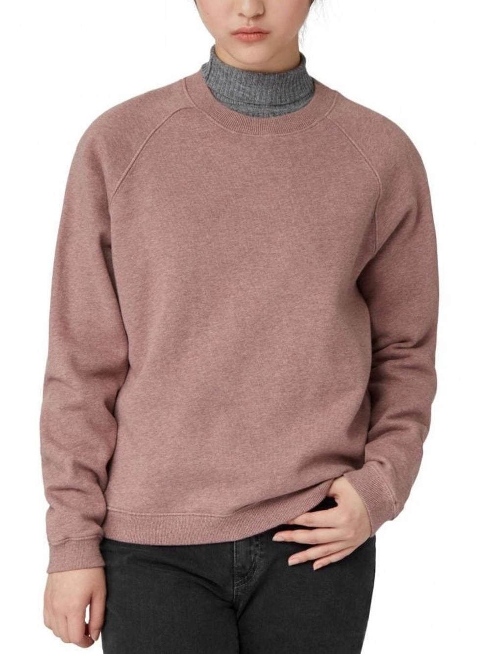 Frank & Oak| Casual Crewneck Sweatshirt in Heathered Rose Pink Sz M